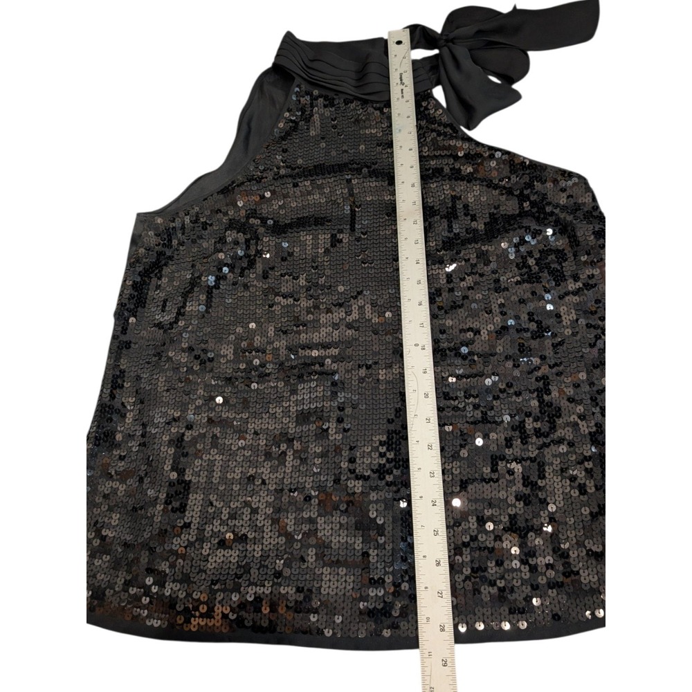 Lane Bryant Black Sequin Halter Top Bow Neck Sleeveless Blouse Plus Size 18 - Picture 7 of 8
